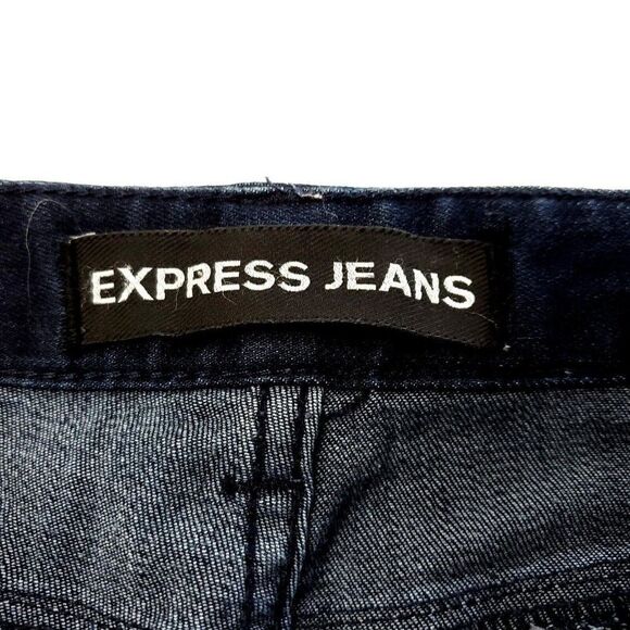 Express Legging Stella‎ Low Rise Dark Blue Whisker Denim Jeans 2R 30/30 - Picture 4 of 9